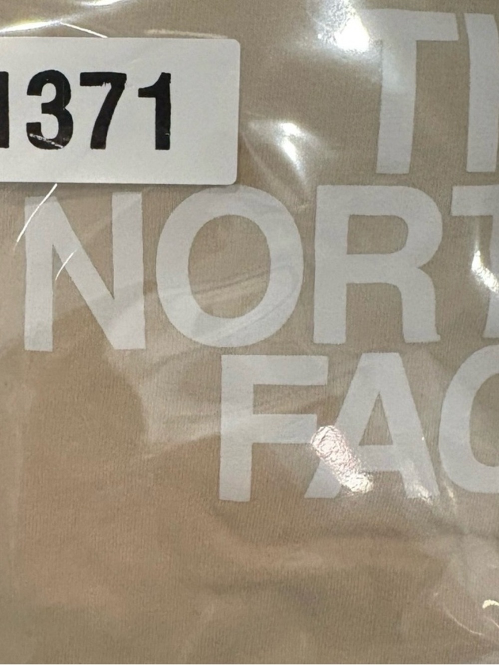 The North Face Long Sleeve Logo Tee in Beige with White Logo Size XL - Picture 4 of 4
